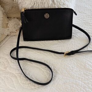 Tory Burch Black Crossbody Bag with Gold Accents